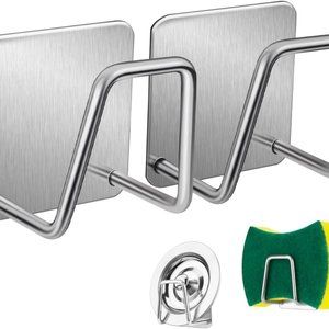 "Stainless Steel Sponge Holders for Kitchen Sink, Strong Adhesive Small Sponge